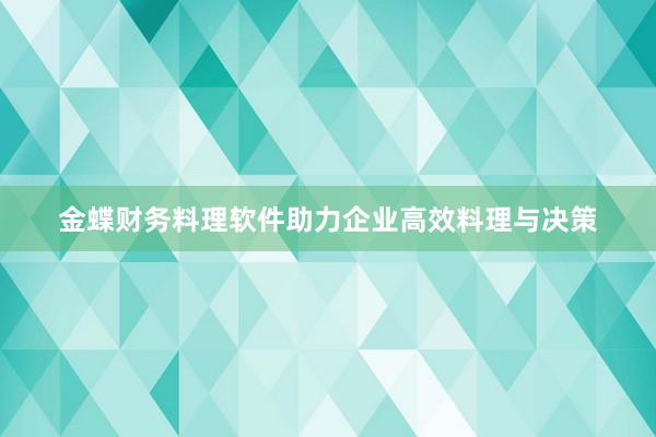 金蝶财务料理软件助力企业高效料理与决策