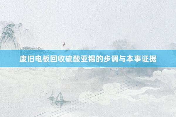 废旧电板回收硫酸亚锡的步调与本事证据